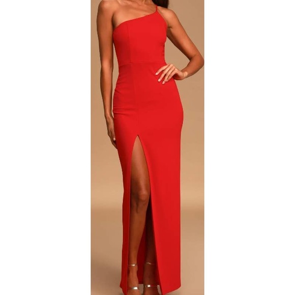 Lulus Dresses & Skirts - LULU'S XS Keeper of My Heart Red One-Shoulder Maxi Dress NEW H2